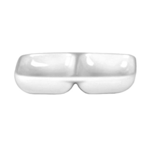 Thunder Group 1102TW 2 Oz. Imperial White Melamine 2-Wells Rectangular Twin Sauce Dish