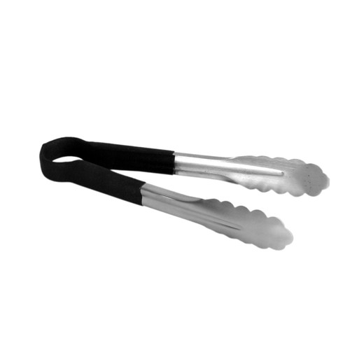 Thunder Group SLTG810K 10" L Black Stainless Steel One-Piece Utility Tongs