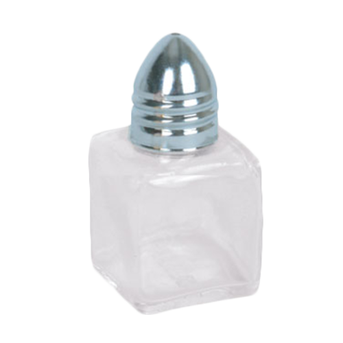 Thunder Group GLTWCC005 0.5 Oz. Glass Cube Base with Stainless Steel Bullet Cap Salt or Pepper Shaker