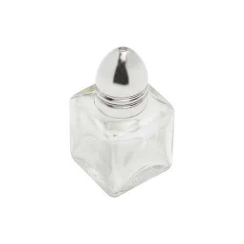 Thunder Group GLTWCC005 0.5 Oz. Glass Cube Base with Stainless Steel Bullet Cap Salt or Pepper Shaker