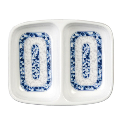 Thunder Group 1102DL 2 Oz. Blue Dragon Melamine 2-Wells Rectangular Twin Sauce Dish