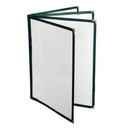 Thunder Group PLMENU-L4GR Green Plastic Laminate 4-Page Book Fold Menu Cover
