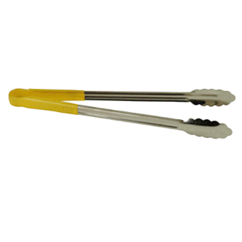 Thunder Group SLTG816Y 16" L Yellow Stainless Steel One-Piece Utility Tongs