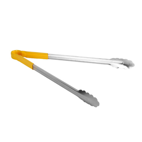 Thunder Group SLTG816Y 16" L Yellow Stainless Steel One-Piece Utility Tongs