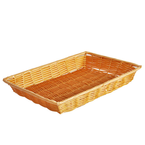 Thunder Group PLBN1410T 2" H x 14" W x 10" D Natural Tan Polypropylene Handwoven Rectangular Basket