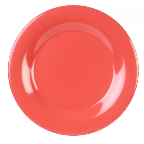 Thunder Group CR007RD 7.63" Dia. Orange Melamine Round Wide Rim Plate