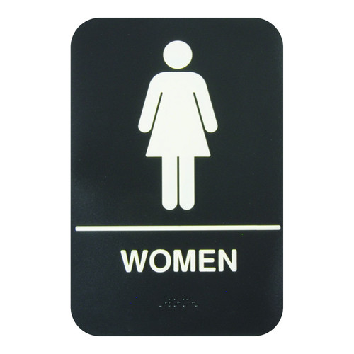 Thunder Group PLIS6951BK 6" W x 9" H "Women" Information Symbol Sign