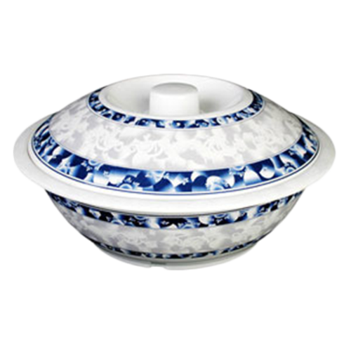 Thunder Group 8010DL 75 Oz. Melamine Blue Dragon with Lid Serving Bowl