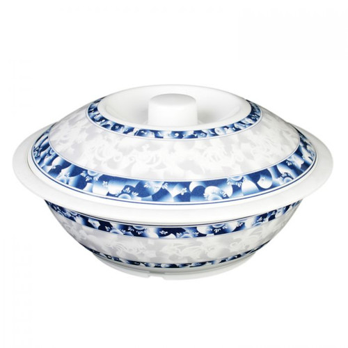 Thunder Group 8010DL 75 Oz. Melamine Blue Dragon with Lid Serving Bowl