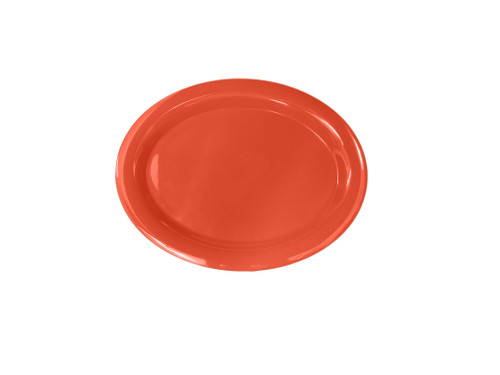 Thunder Group CR213RD 13.5" W x 10.5" D Orange Melamine Oval Platter