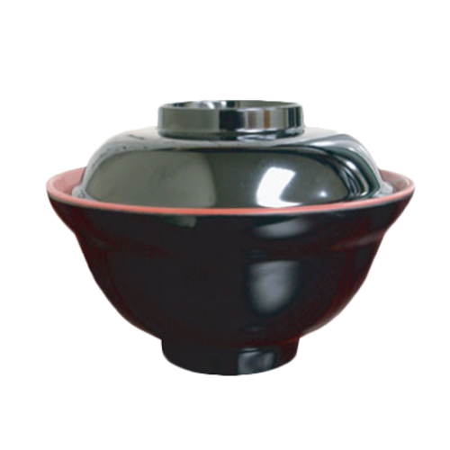 Thunder Group 3223JBR 16 Oz. Two-Tone Melamine Round Soup or Rice Bowl with Lid