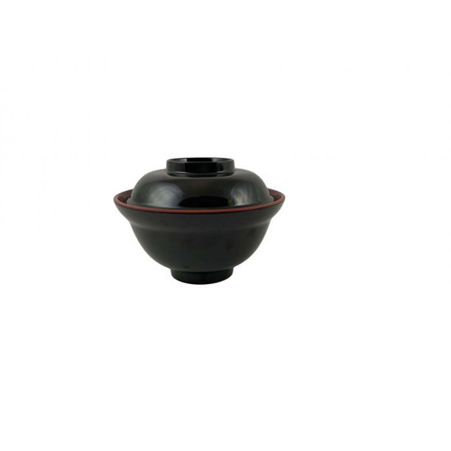Thunder Group 3223JBR 16 Oz. Two-Tone Melamine Round Soup or Rice Bowl with Lid