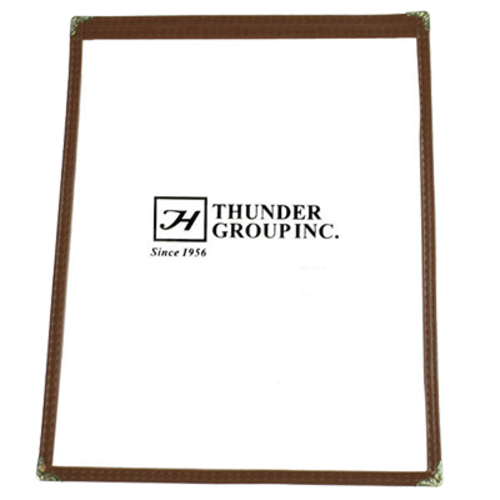 Thunder Group PLMENU-1BR 8.5" W x 11" D Brown Plastic Laminated Single Pocket Menu Cover