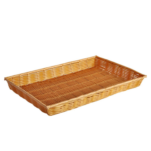 Thunder Group PLBN1813T 2" H x 18" W x 12" D Natural Tan Polypropylene Handwoven Rectangular Basket