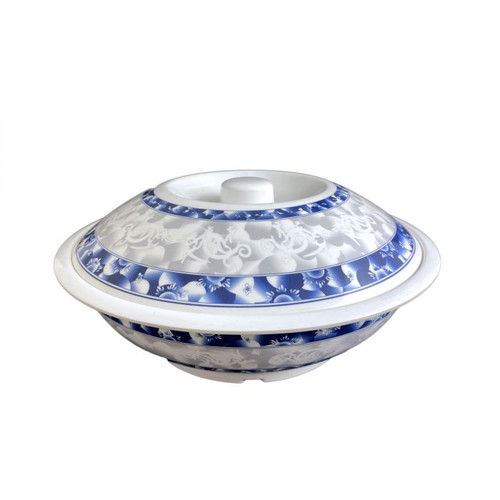 Thunder Group 8011DL 80 Oz. Melamine Blue Dragon with Lid Serving Bowl