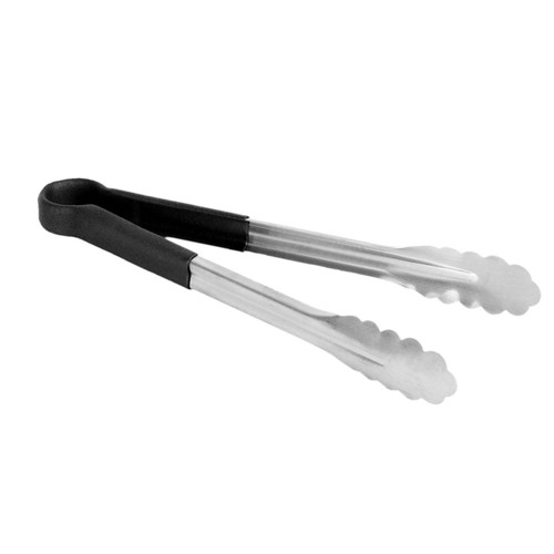 Thunder Group SLTG812K 12" L Black Stainless Steel One-Piece Utility Tongs