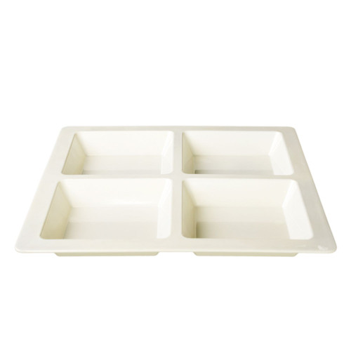 Thunder Group PS5104V Beige Melamine Square Compartment Plate