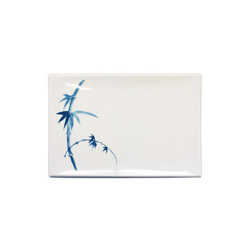 Thunder Group 1505BB 8.25" W x 5.63" D Blue Bamboo Melamine Rectangular BBQ Plate