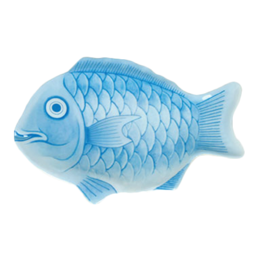 Thunder Group 1600CFB 16" Blue Melamine Festive Fish Shaped Fish Platter