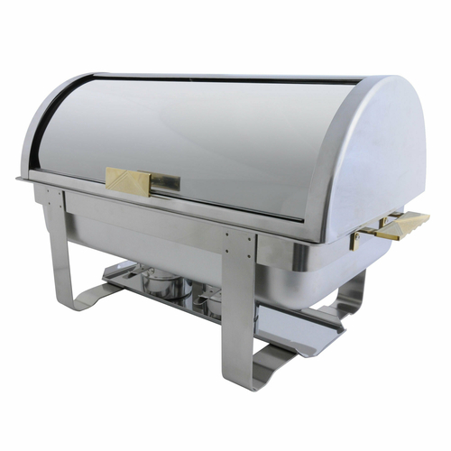 Thunder Group SLRCF0171G 8 Qt. Stainless Steel Roll Top Cover Rectangular Chafer