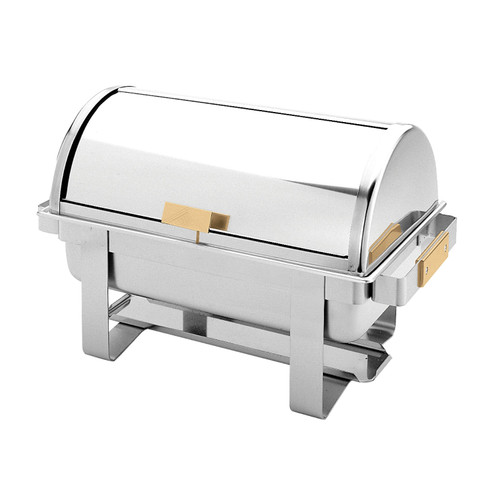 Thunder Group SLRCF0171G 8 Qt. Stainless Steel Roll Top Cover Rectangular Chafer