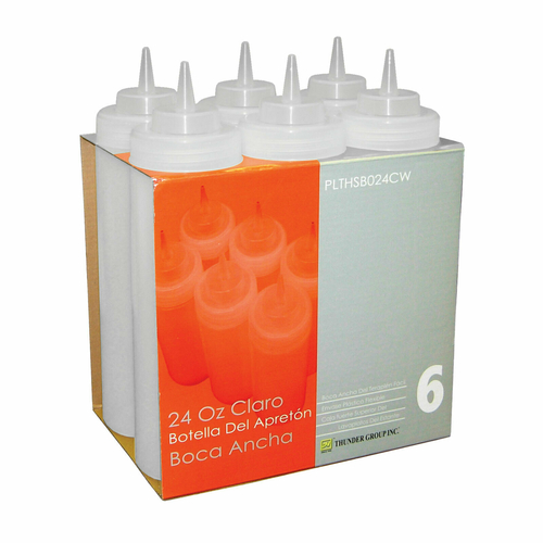 Thunder Group PLTHSB024CW 24 Oz. Clear Plastic Wide Mouth Squeeze Bottle