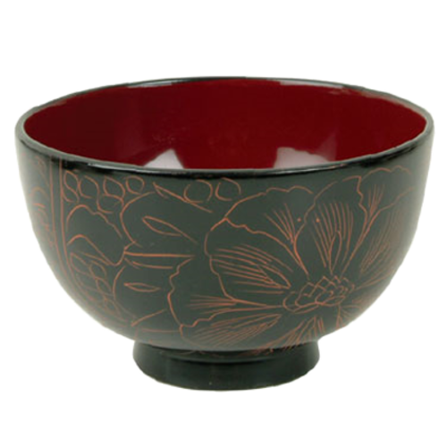 Thunder Group 45-2 10.5 Oz. Wood Carved With Clear Finish Soup or Rice Bowl