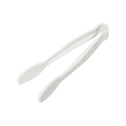 Thunder Group PLFTG006WH 6" White Polycarbonate Flat Grip Serving Tongs