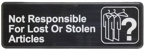 Thunder Group PLIS9326BK 9" x 3" White Information Symbol Sign
