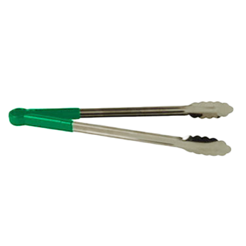 Thunder Group SLTG816G 16" L Green Stainless Steel One-Piece Utility Tongs