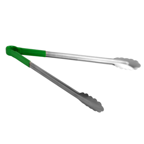 Thunder Group SLTG816G 16" L Green Stainless Steel One-Piece Utility Tongs