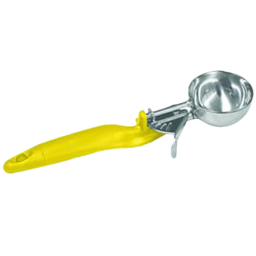 Thunder Group SLDS020L 1.63 Oz. Yellow Stainless Steel Ergonomic Handle #20 Lever Disher