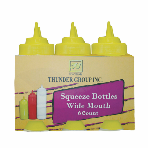 Thunder Group PLTHSB024YW 24 Oz. Yellow Plastic Wide Mouth Squeeze Bottle