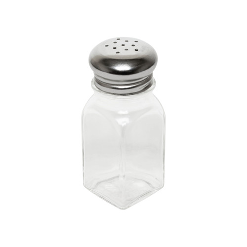 Thunder Group GLTWSS002 2 Oz. Square Glass Base with Stainless Steel Mushroom Cap Salt or Pepper Shaker