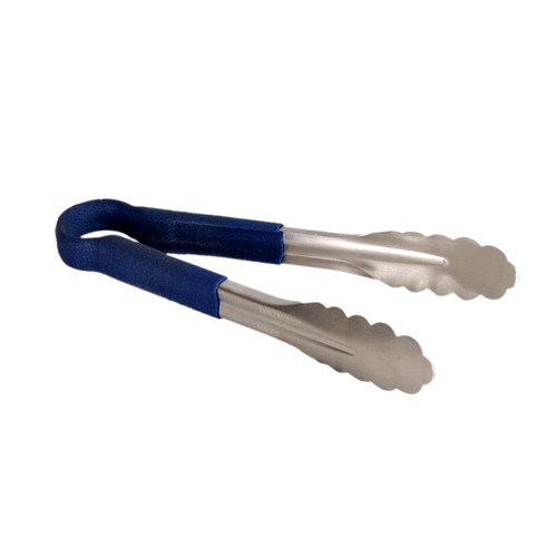 Thunder Group SLTG810B 10" L Blue Stainless Steel One-Piece Utility Tongs