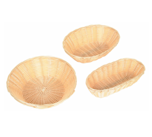 Thunder Group PLBB900 9.25" W x 7" D x 2.25" H Natural Tan Plastic Oval Basket