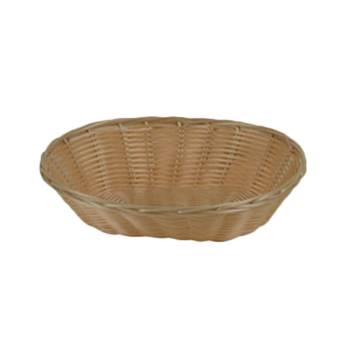 Thunder Group PLBB900 9.25" W x 7" D x 2.25" H Natural Tan Plastic Oval Basket