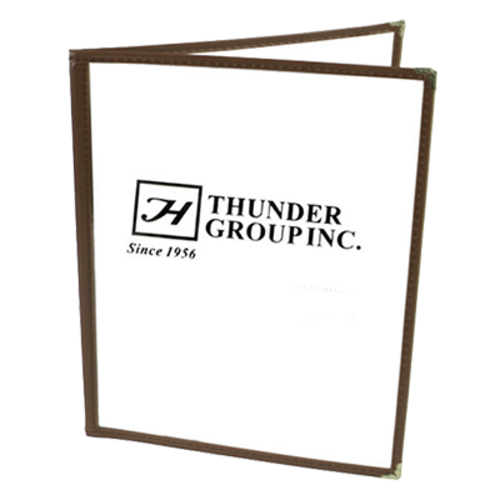 Thunder Group PLMENU-2BR 8.5" W x 11" D Brown Plastic Laminated Double-Fold Menu Cover