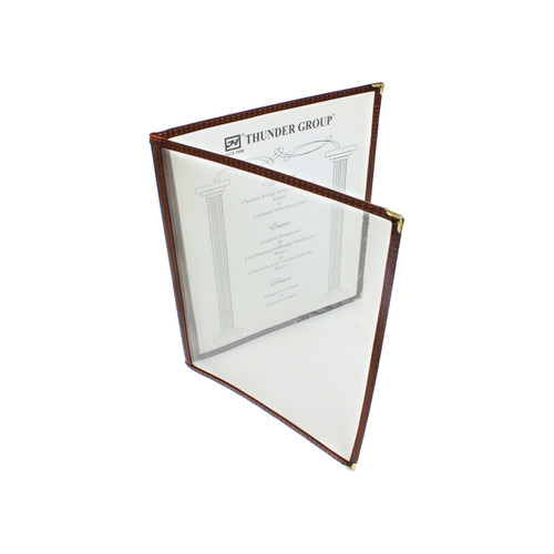 Thunder Group PLMENU-2BR 8.5" W x 11" D Brown Plastic Laminated Double-Fold Menu Cover