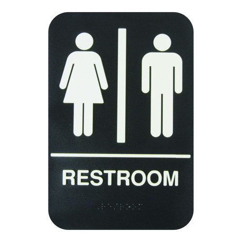 Thunder Group PLIS6953BK 6" W x 9" H "Restroom" Information Symbol Sign