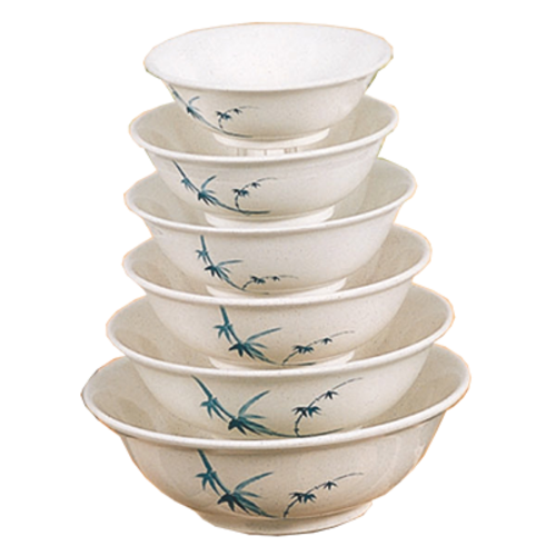 Thunder Group 5085BB 70 Oz. Melamine Blue Bamboo Round Rimless Bowl