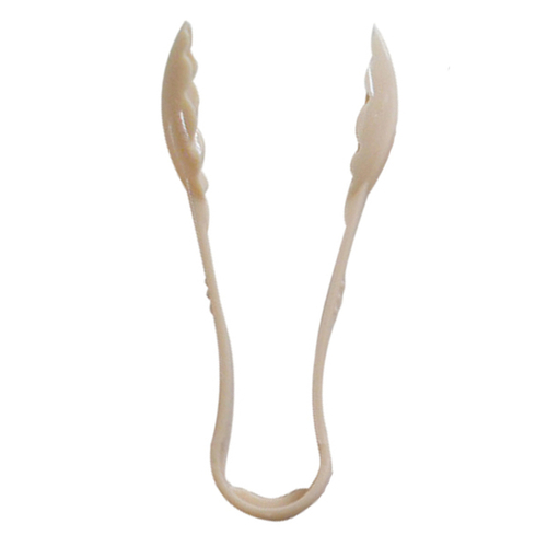 Thunder Group PLSGTG006BG 6" Beige Polycarbonate Scallop Serving Tongs