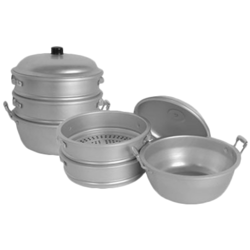 Thunder Group ALST004 11.5" Dia. x 14.5" H Aluminum Perforations Steamer Set