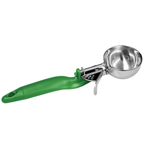 Thunder Group SLDS012L 2.67 Oz. Green Stainless Steel Ergonomic Handle #12 Lever Disher