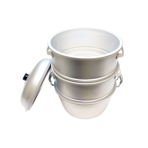 Thunder Group ALST005 13" Dia. x 19.5" H Aluminum Perforations Steamer Set