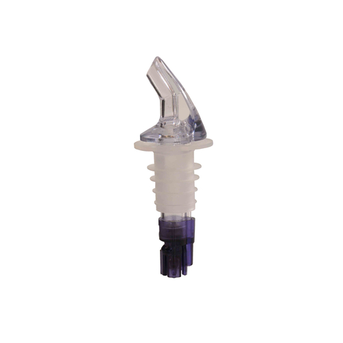 Thunder Group PLPR113M 1.13 Oz. Purple Tail Clear Spout SAN (Plastic) Liquor Pourer