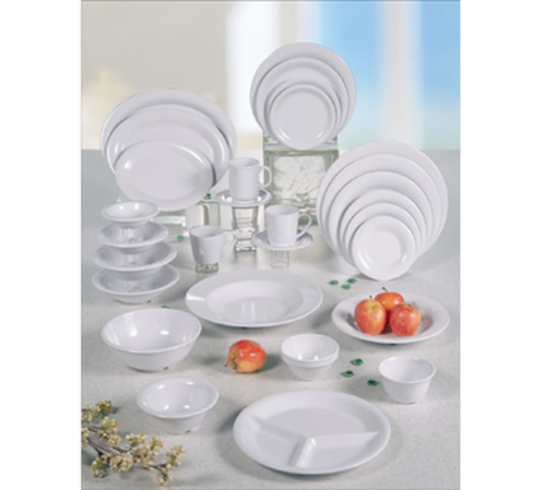 Thunder Group CR710W 10.25" Dia. White Melamine Round 3-Wells Compartment Plate