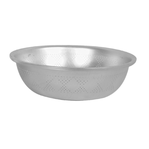 Thunder Group ALSB002 17.5" Dia. x 5" H Aluminum Perforated Tapered Edges Asian Style Colander