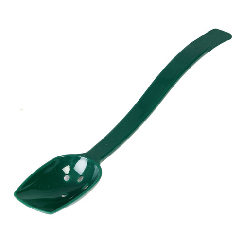 Thunder Group PLBS110GR 0.75 Oz. Green Polycarbonate Perforated 10" Buffet Spoon