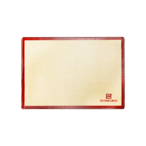 Thunder Group PLBM1520S Ivory with Red Trim Rectangular High Heat Silicone Baking Mat